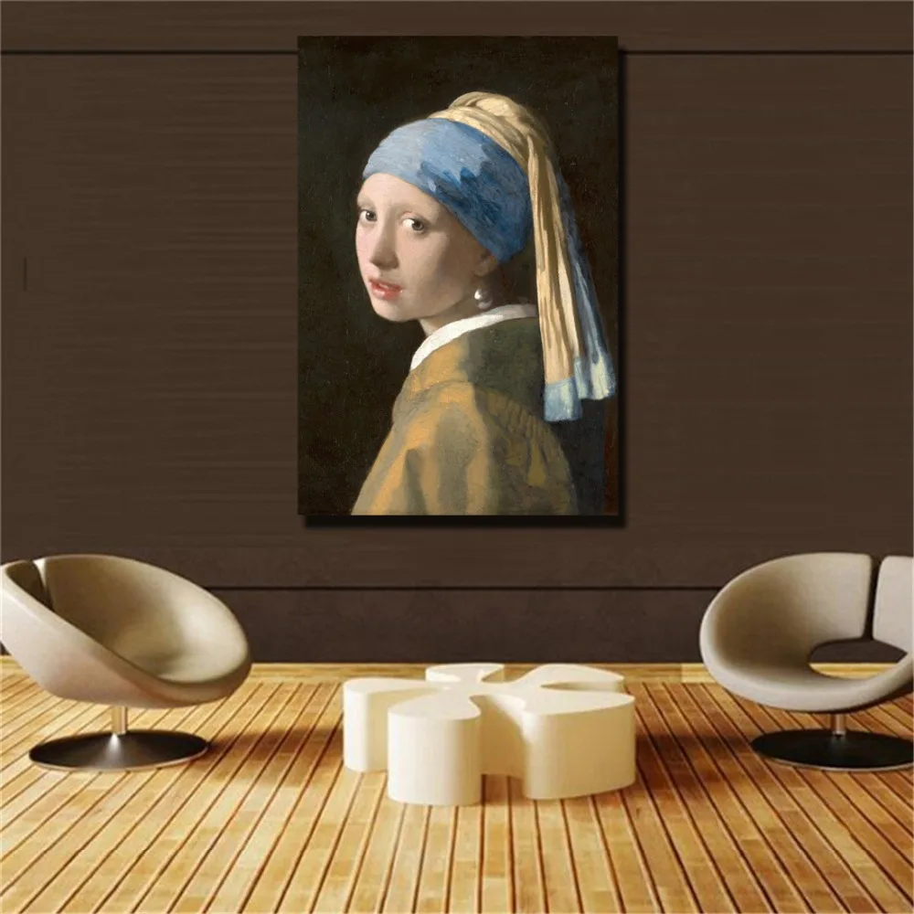 

Netherlands Jan Vermeer GIRL WITH A PEARL EARRING Oil Painting Poster Wall Art Canvas Picture Living Room Home Decor Frameless