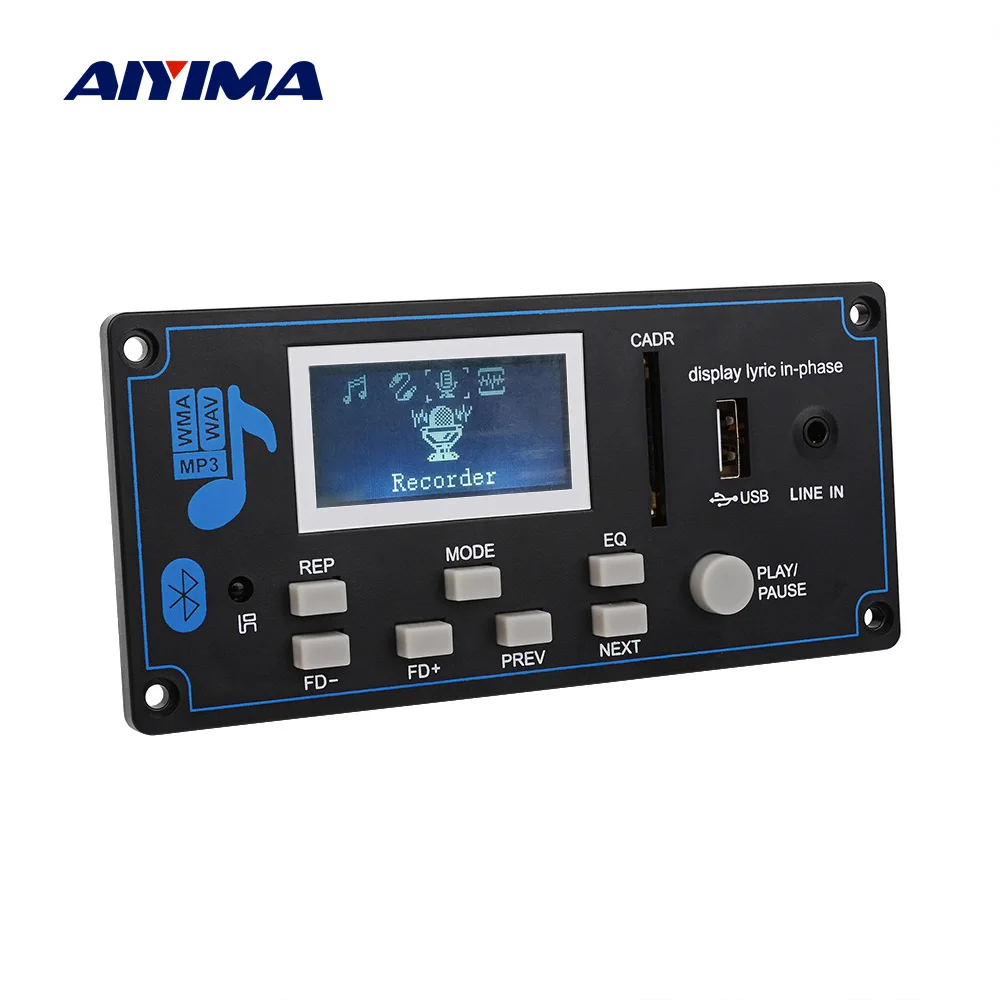 AIYIMA Bluetooth MP3 декодер плата WMA USB SD FM AUX декодирование автомобиля MP3 модуль синхронизация текста DIY динамик усилитель домашнего кинотеатра