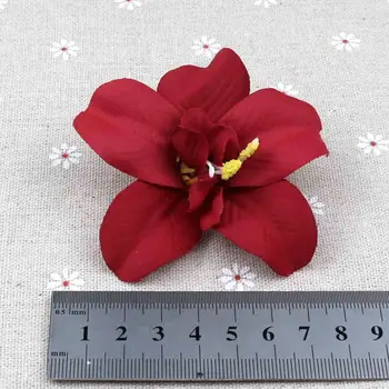 

8cm Flowers Heads Bulk Wedding Party Home Decoration Wreath DIY Crafts Artificial Carter Orchid Silk Flower Head Burgundy