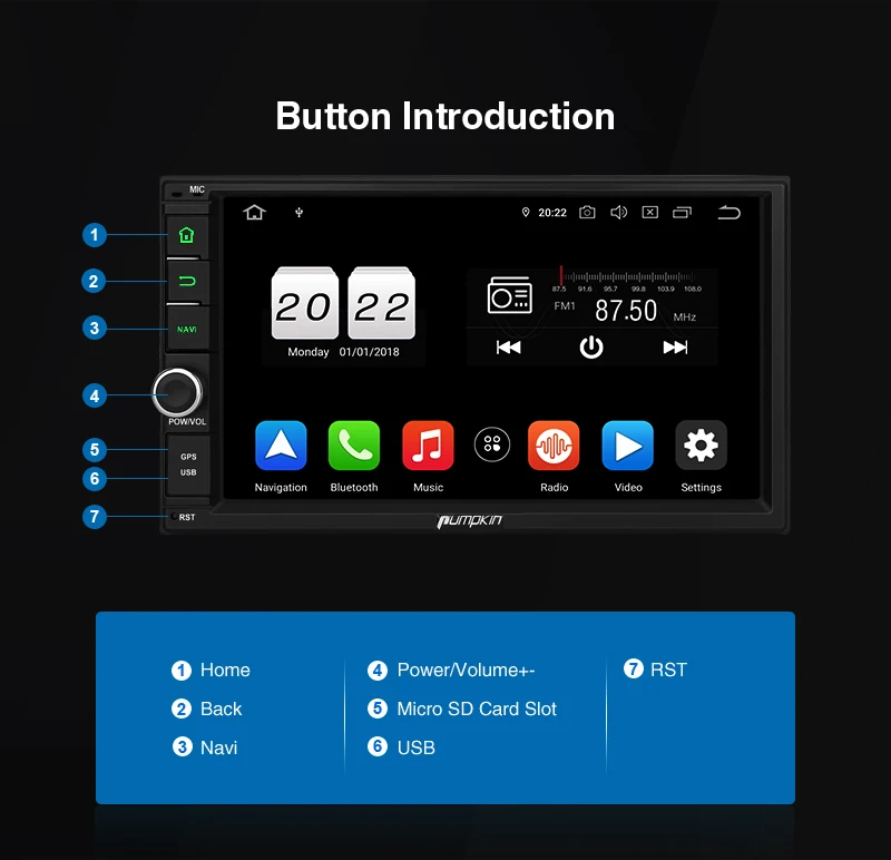 Best Pumpkin Octa Core RAM 4G ROM 32G 2 Din7"Android 9.0 Universal Car Stereo Fast Boot Radio WiFi GPS Navigation Audio Player NO DVD 21 Best Pumpkin Octa Core RAM 4G ROM 32G 2 Din7"Android 9.0 Universal Car Stereo Fast Boot Radio WiFi GPS Navigation Audio Player NO DVD 21