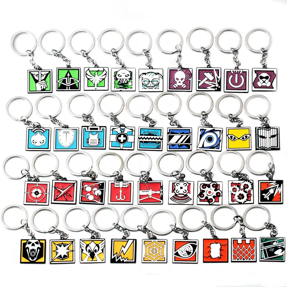 

2018 Game Rainbow Six 6 Siege Key Chains Men Women Skull Metal Keychain Male Anime Key Ring Holder Porte Clef Gift Jewelry
