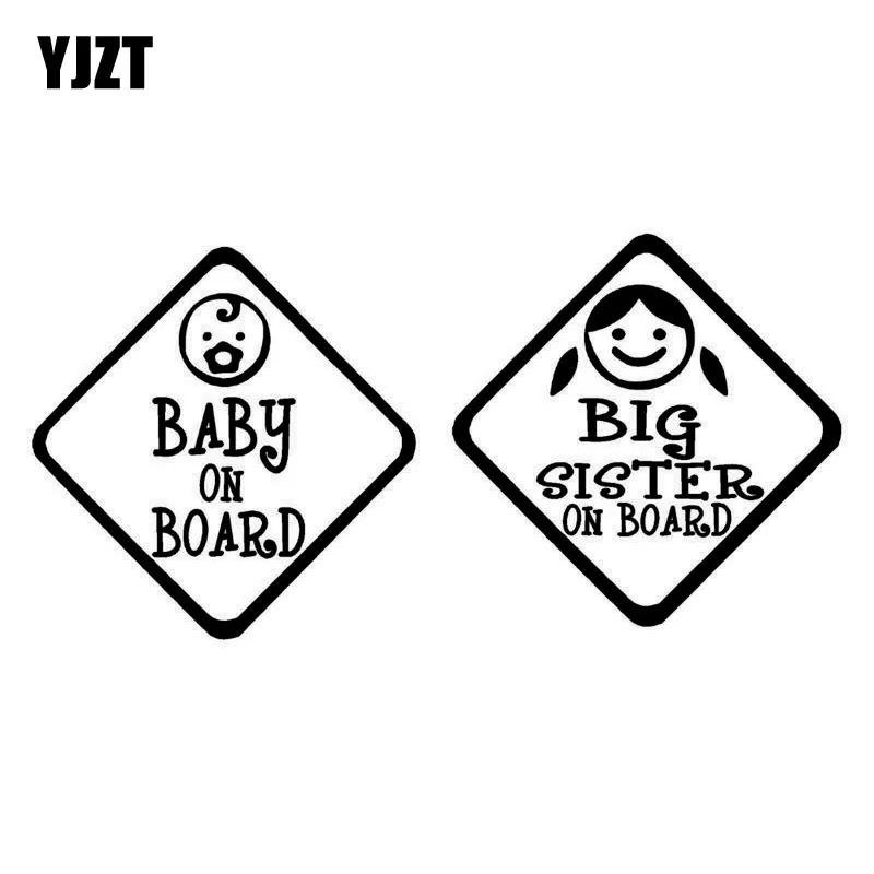 

YJZT 15.2cm*15.2cm 2x Baby & Big Sister On Board Creative Waterproof Vinyl Car Sticker Decal Black / Silve C10-00041
