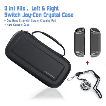 

3in1 Starter Kits, Switch Joy-Con Case Left/Right + Hard Console Case + Hand Strip, All for Nintendo Switch NS Accessories