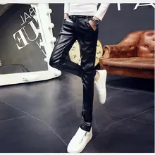 Европейские и американские весенне-осенние мужские черные свободные повседневные леггинсы с заклепками и карманами/28-33