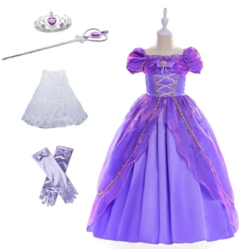 

Rapunzel Kids Girls Princess Party Formal Dress Tangled Cosplay Costume evening dress Party Perform Clothes Fantasia Vestidos