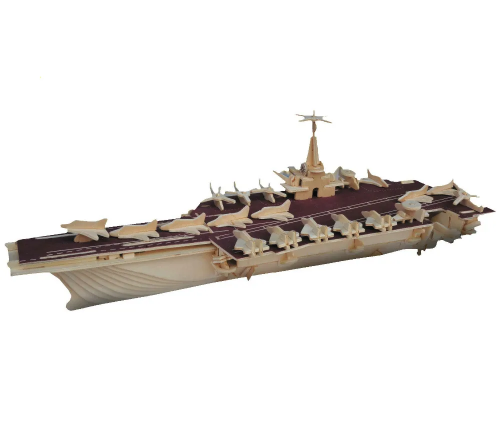 

3D Wooden Toys Aircraft carrier Antisubmarine helicopters Wooden DIY puzzles Toys for Children Christmas Gift