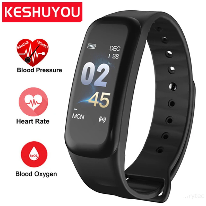 

KESHUYOU c1plus pedometer smart bracelet women sport fitness tracker watch heart rate monitor smart wristband activity bracelet