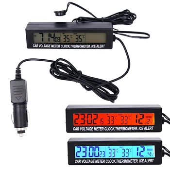 

Car 3 in1 Digital Outdoor Indoor led voltage indicator Clock Freeze Alert Thermometer Battery Voltmeter Monitor 39%off