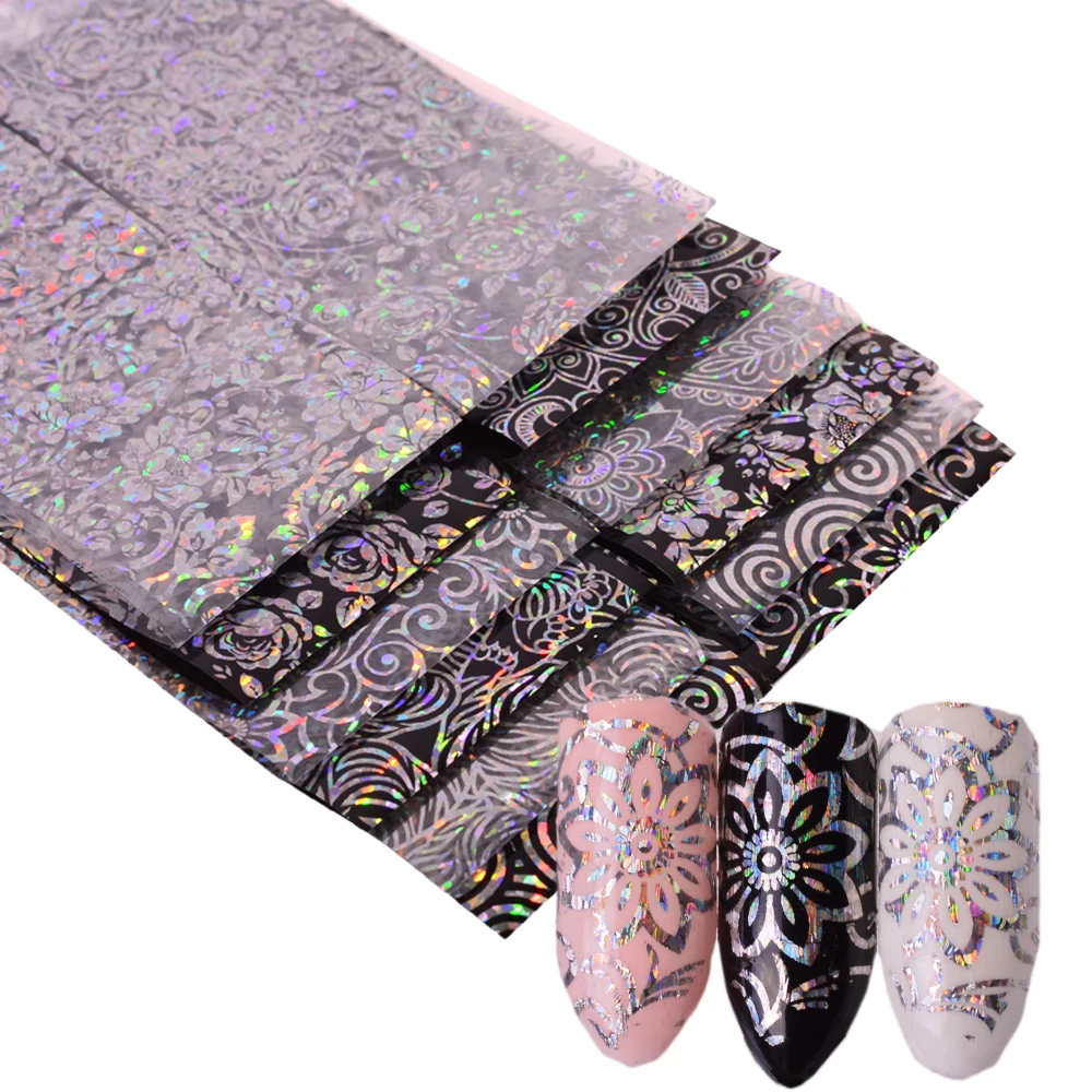 

4x100cm Nail Art Foils Flower Laser Starry Sky Paper Fashion Decoration Adhesive Full Transfer Sticker Decal Manicure TRXK98-109