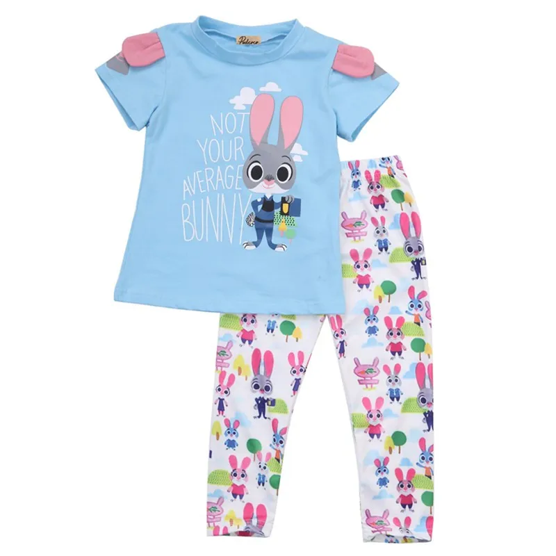 

Emmababy 2pcs Kids Baby Girl clothing set girls Outfits cartoon rabbit T shirt+print Pants cotton baby girl Clothes