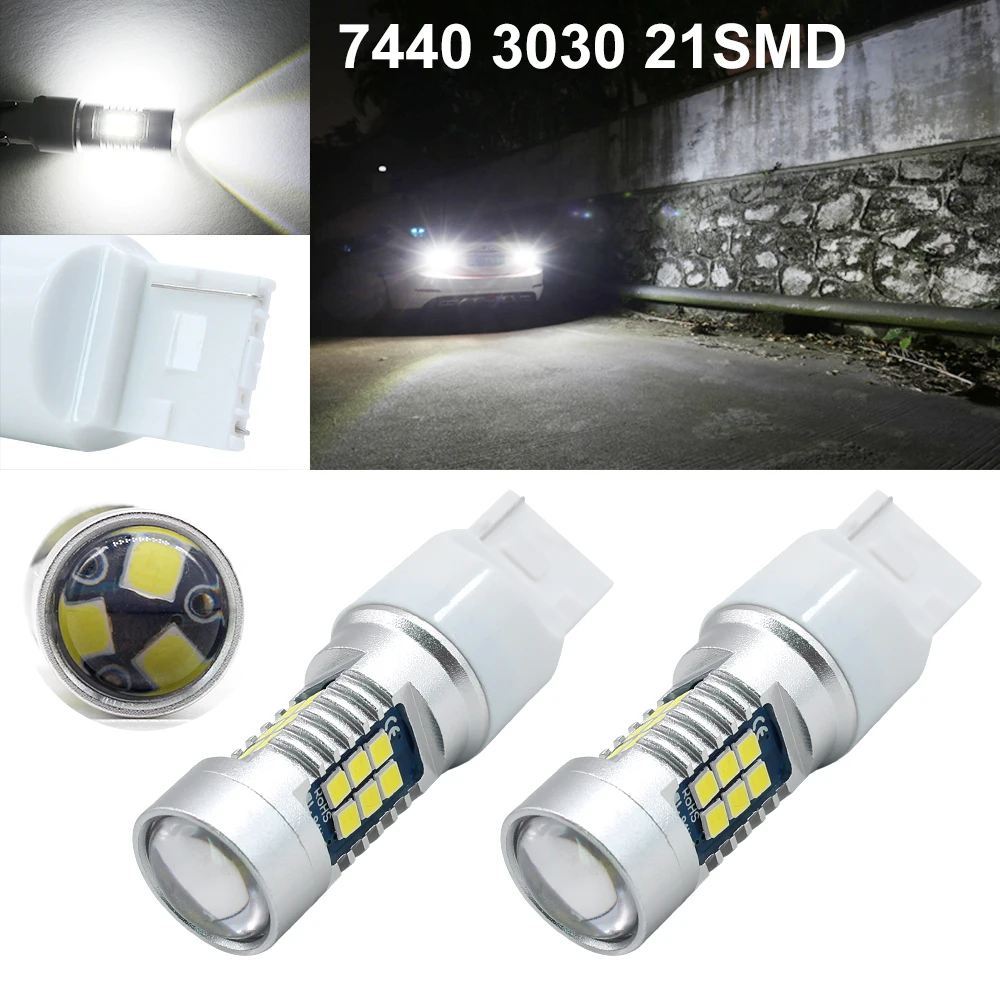 

So.k 2pcs 12V 18W T20 LED W21W W21/5W 7440 7441 7443 7444 SRCK LED Bulb For Backup Reverse Turn Signal Lights White LED Light
