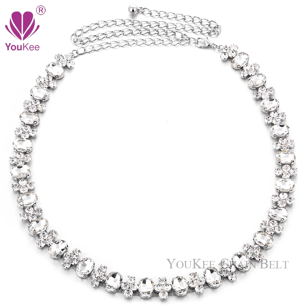 36pcs/lot Wholesale Diamante Ladies Waist Chain Belt Rhinestone Chain Belt Woman Metal Waistband
