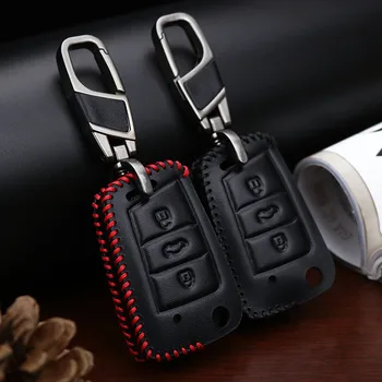 

Car Key Ring Chain For VW Golf Bora Jetta POLO GOLF Passat For Skoda Octavia Kodiaq Karoq SEAT Ateca Ibiza Leon Key Case Cover