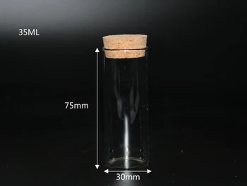 

50pcs 30*75mm 35ml empty test tube clear glass bottle wishing message bottles jewelry pendant diy container cheap packing gift