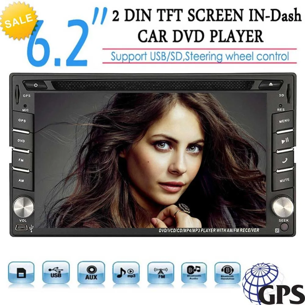 

GPS Navigation Car DVD Player Double 2 Din Automotive Stereo System Bluetooth in Dash Auto Radio Video Audio Deck Head Unit USB