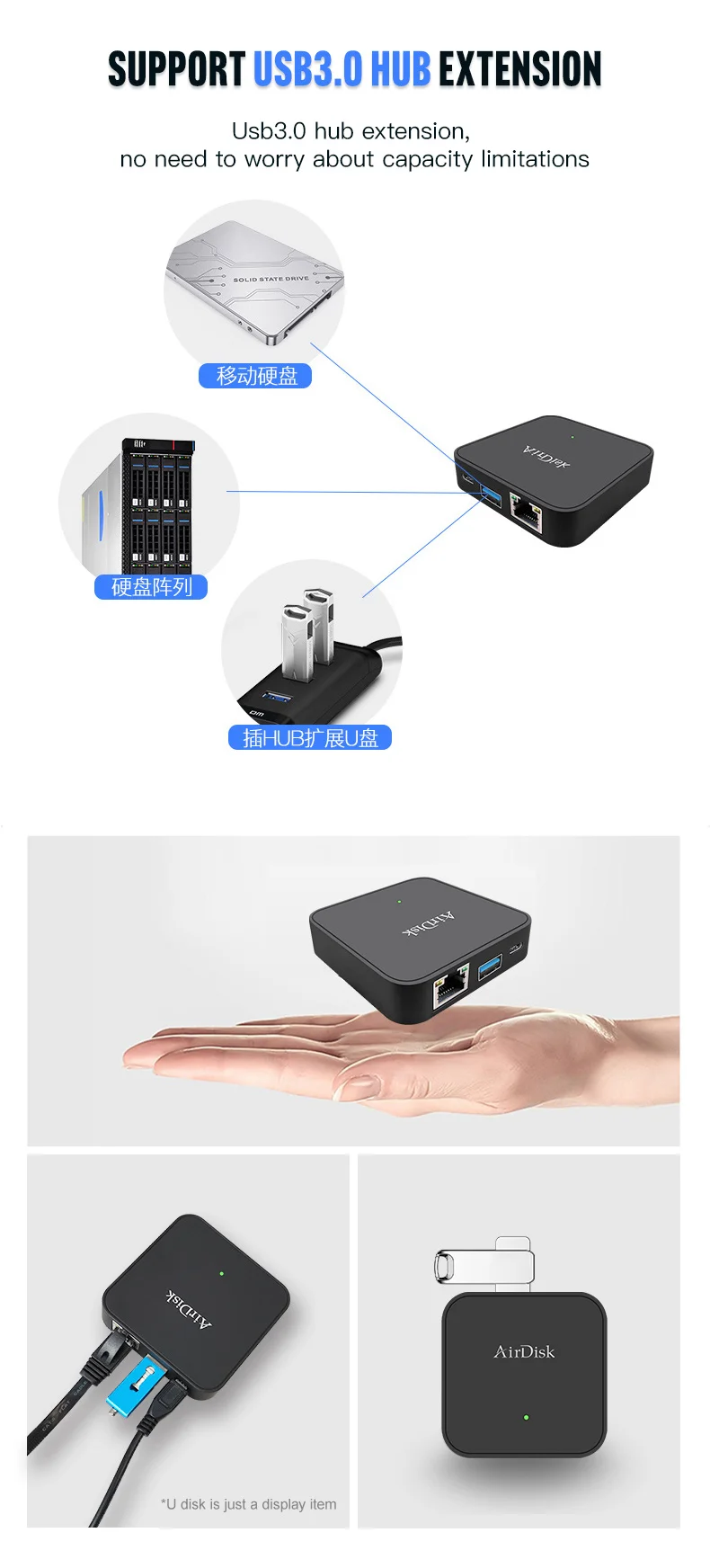 Airdisk Q2 мобильный сетевой жесткий диск USB3.0 2," Домашняя умная сеть Облачное хранилище многоместный обмен мобильным жестким диском