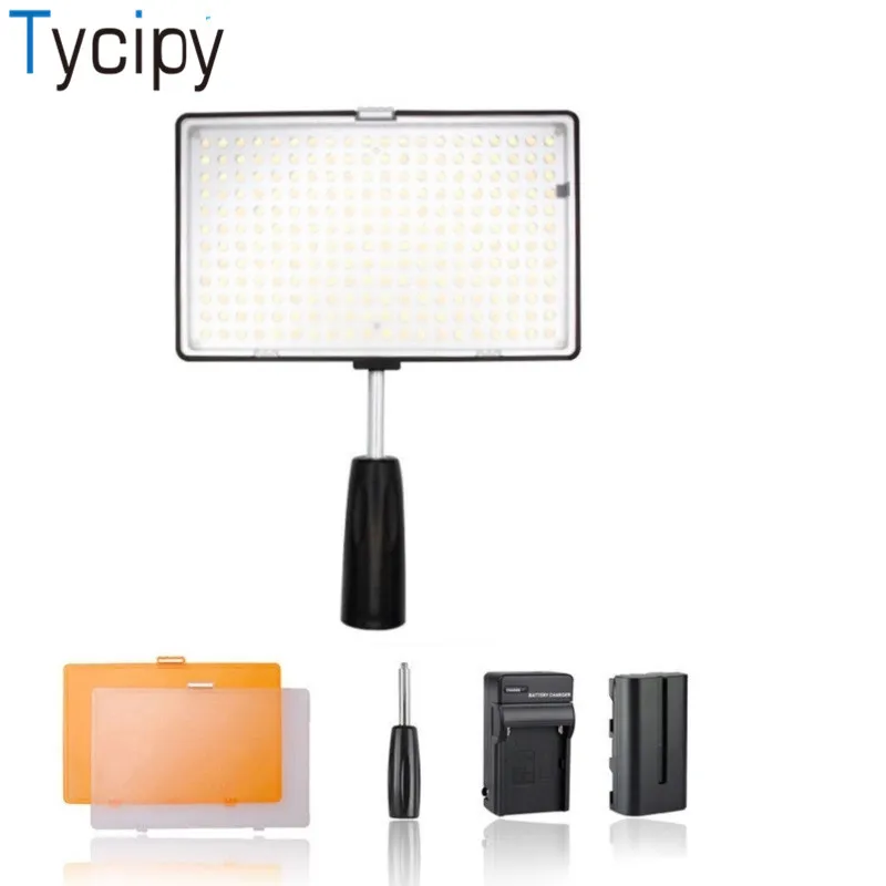 Tycipy Dimmable Camera KM-240A 50000H 3200K-5600K LED Video Studio Photo Lighting ForDSLR Photograph 2NP-F550battery and base