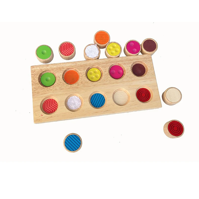 Montessori Toys Children Early Educational Learning  Wooden Toy Texture Matching Cylinders Board Preschool Education Gifts