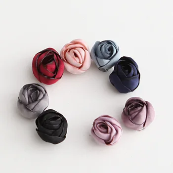 

50pcs/lot 1.5cm hand-trimmed flower bud Lace Flowers Clip For Kids Hair Accessories Fabric Flowers For Headbands Supply
