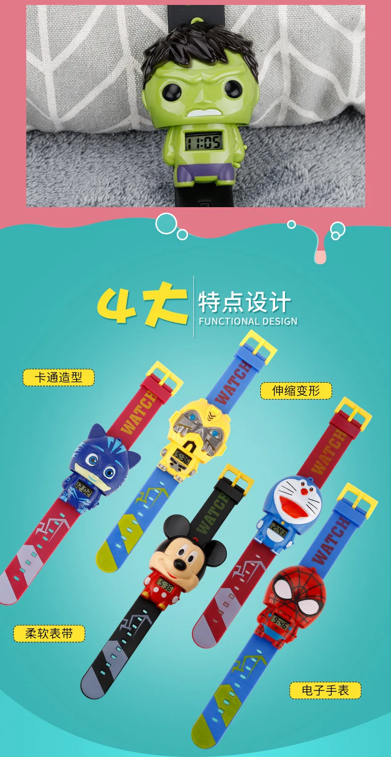 Детские часы Relogio Infantil hello kitty детские Мультяшные часы модные детские часы для девочек и мальчиков милые резиновые кожаные электронные часы подарки
