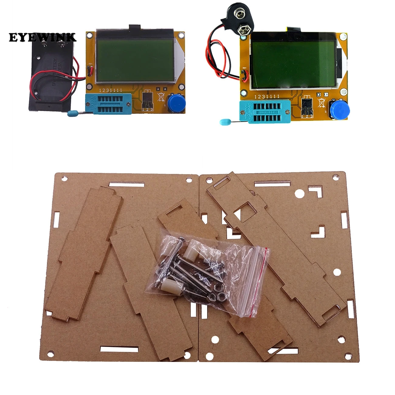 boucle de batterie avec /étui diymore LCR-T4 ESR Testeur de transistor diode triode capacitance SCR inductance Mega328 MOS PNP NPN avec crochets de test