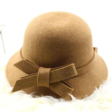 Новая зимняя женская шляпа с широкими полями, Рыбацкая шапка с бантом