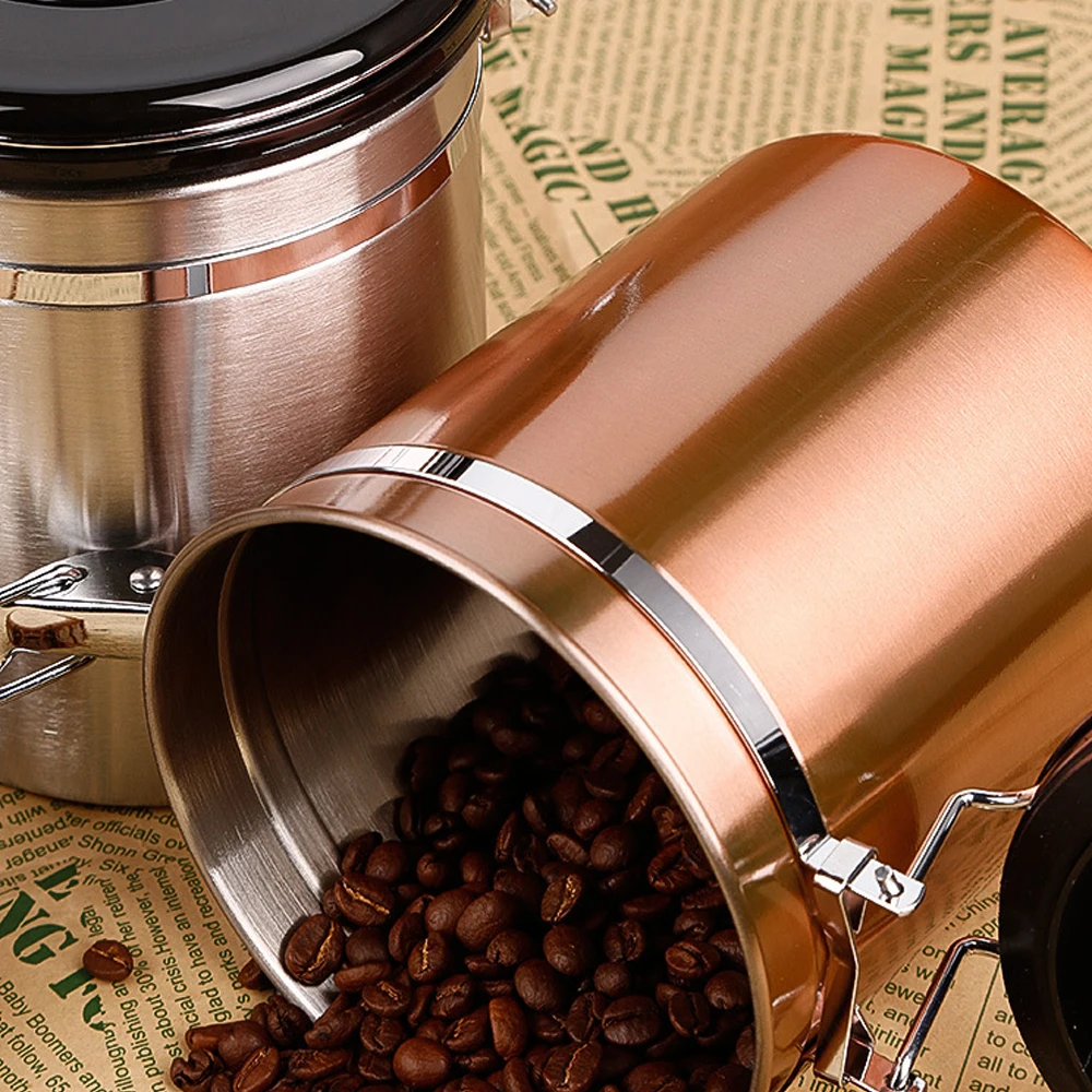 Sealed Coffee Bean Cans Stainless steel sealed tank with exhaust valve tea pot Can Be Used With Silver Exhaust Valve Sealed tank (7)
