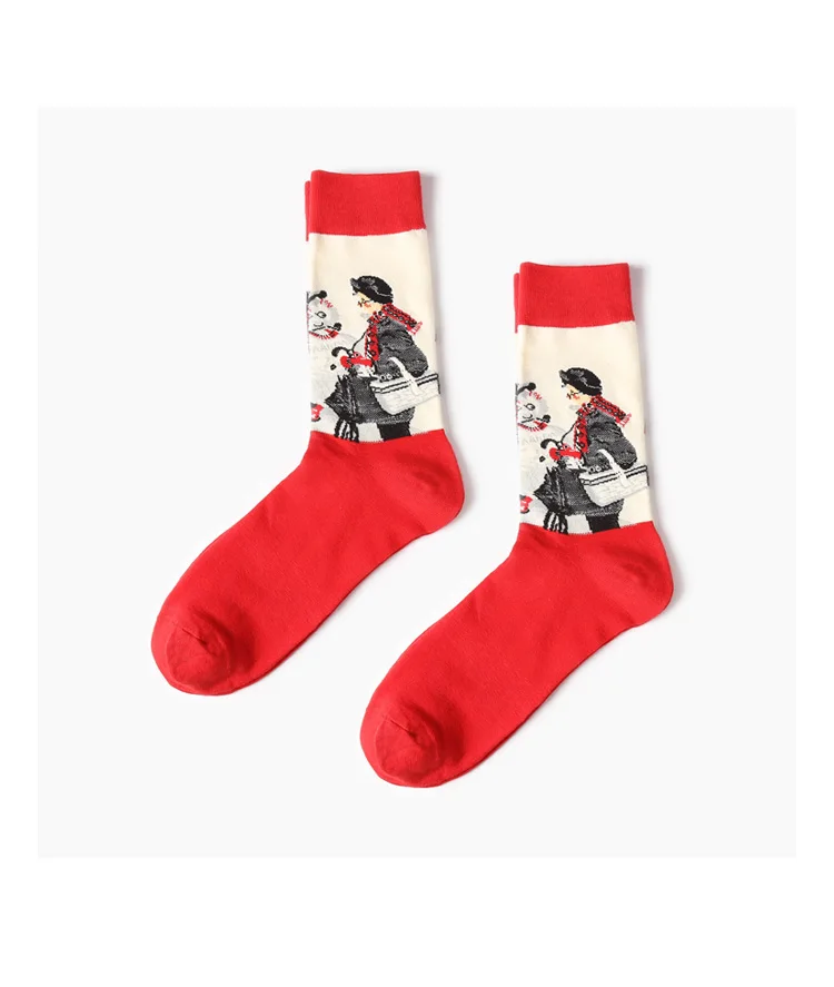Новинка известного маслом искусства носки Для женщин Для мужчин хип-хоп граффити Ван Гог Мона Лиза длинные носки хлопковые носки Harajuku