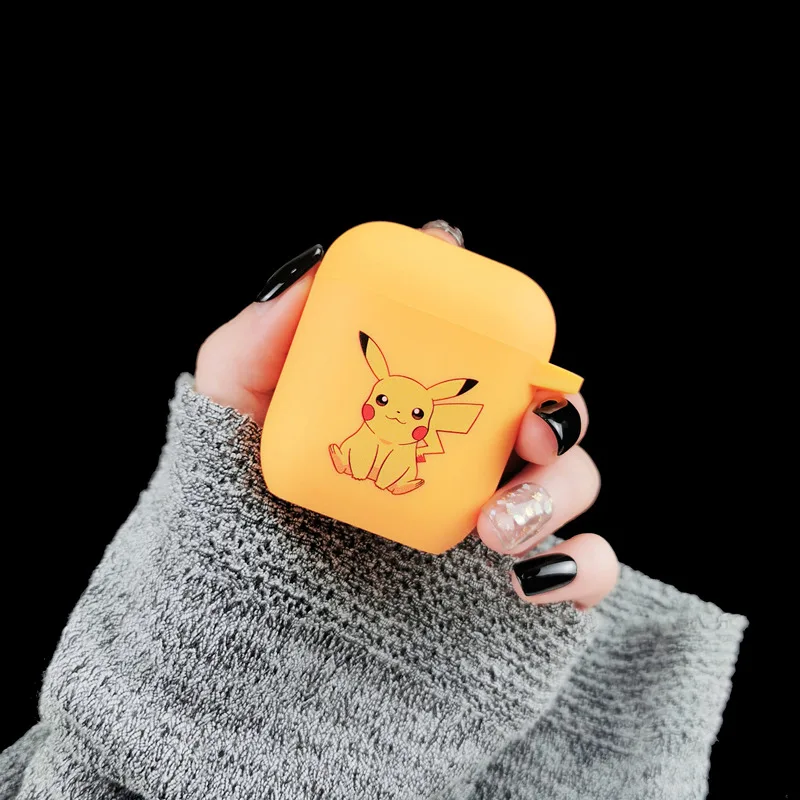 Беспроводной чехол для наушников Pokemon Pikachu с Bluetooth для Apple AirPods, силиконовый чехол для наушников s для Airpods1/2, защитный чехол - Цвет: Серебристый