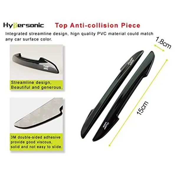 Hypersonic Car Door Edge Protectors Plastic Door Guard Black 4pcs