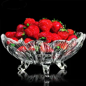 

4PCS/SET Household crystal glass fruit bowl creative high fruit bowl European dried fruit snack plate WF411940