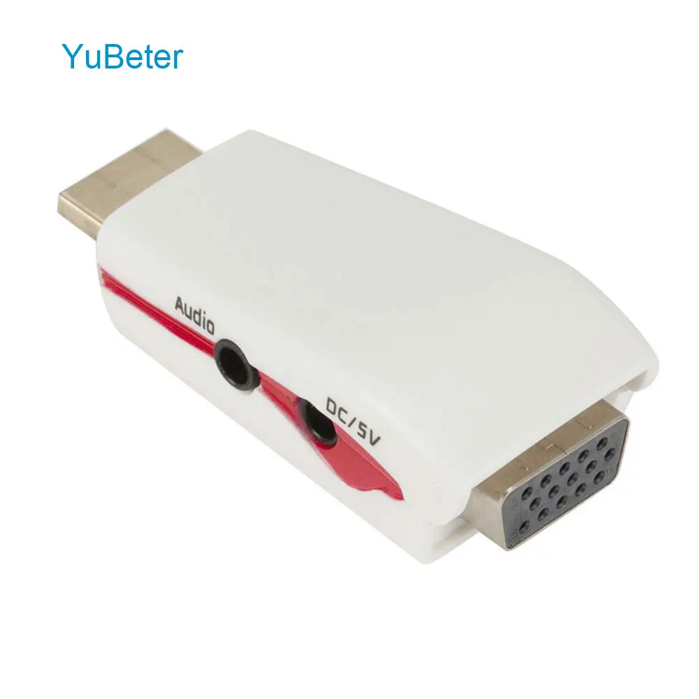 YuBeter HDMI в VGA конвертер адаптер с 3,5 мм AUX аудио Jack 1080 P конвертер для ПК ноутбука ТВ коробка для компьютера и проектора дисплей