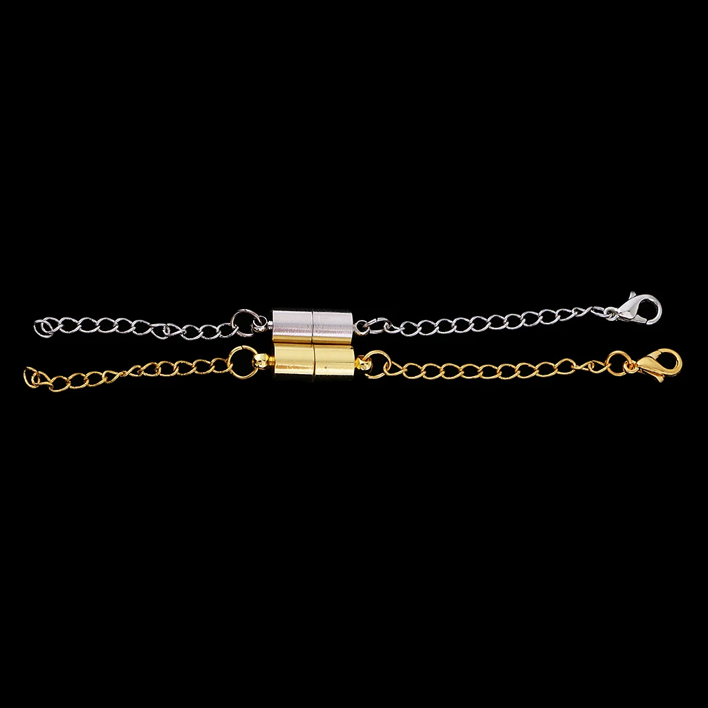 

2 Pcs Silver Gold Tone Jewelry Making Magnetic Hooks Lobster Clasps DIY Necklace Bracelet Converter Extender with Chain Needs