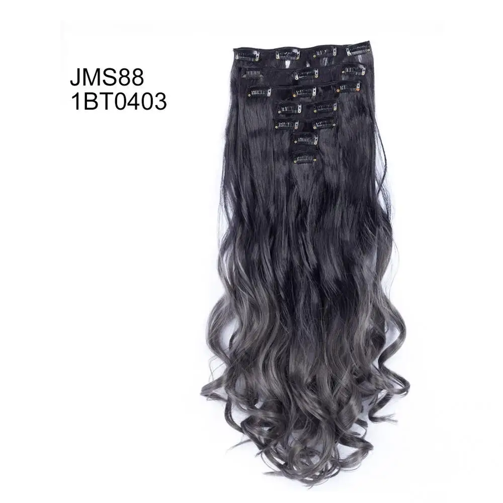 Valenwigs Wavy Synthetic Hair Clip in Hair Extensions 7 Pieces/set 22" 130g Gradient Omber Color Women's Hairpieces Fiber Hair - Цвет: 4/30HL