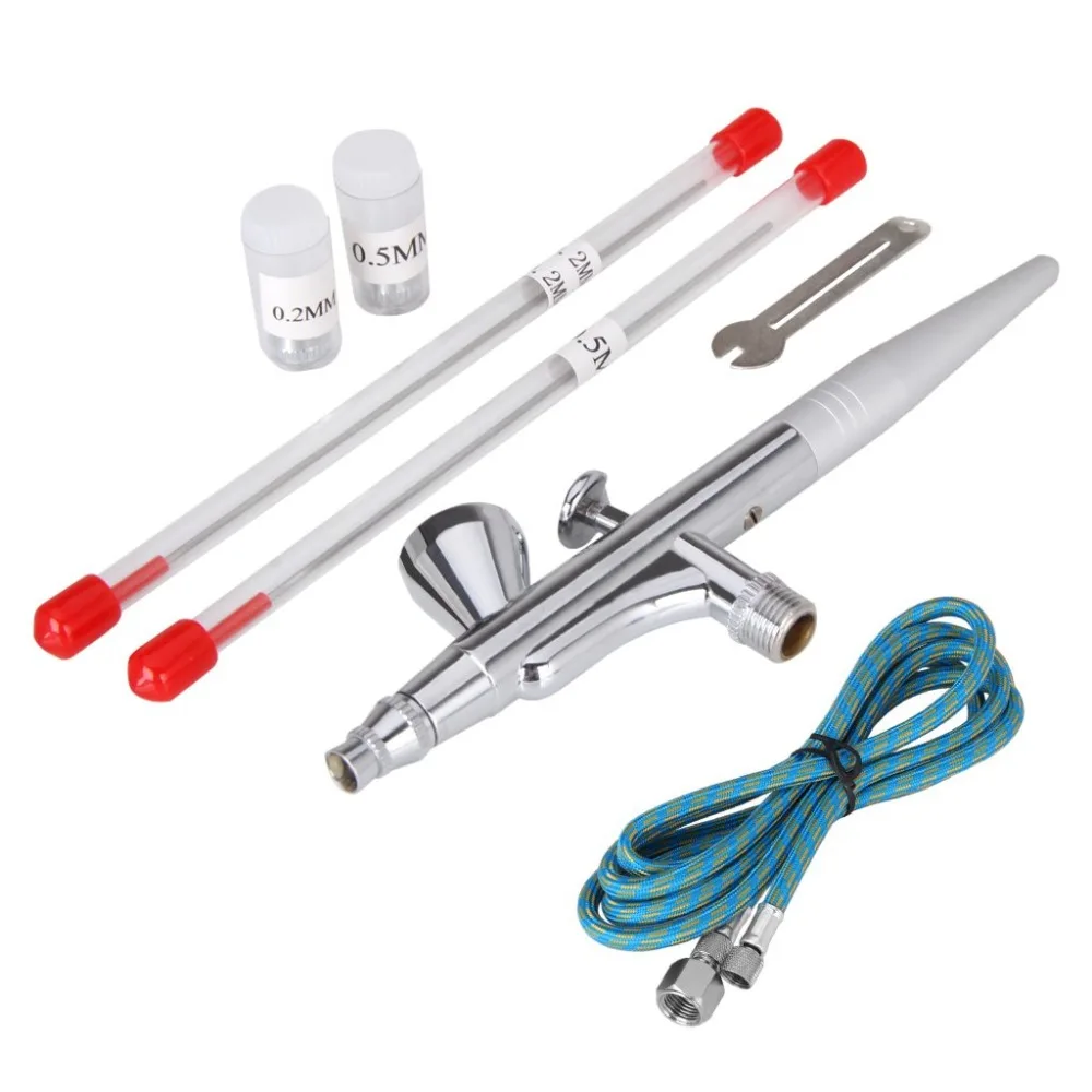

Airbrush Kit Pro Airbrush Double Action 2 cc 0.2 + 0.3 + 0.5mm with 1.8m Air Hose Adapter Air Brush Gun