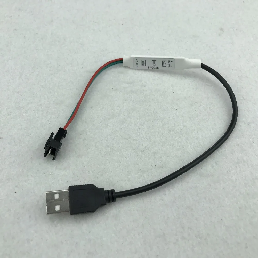 

SP002E-USB; LED pixel controller with USB connector for power input;supports WS2811/WS2812/WS2813/APA102C/UCS1903/TM1809 etc