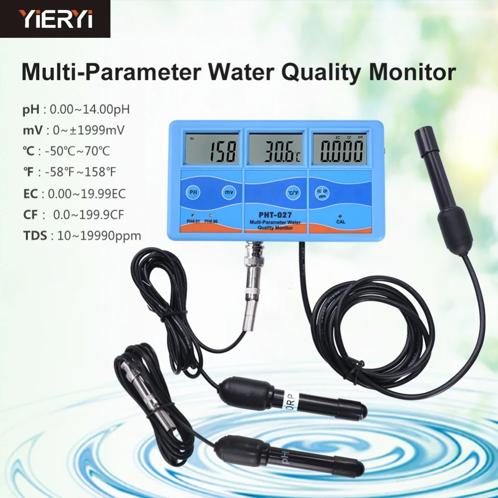 Yieryi мульти-датчик параметров аквариума онлайн рН метр TDS температура проводимость тест ручка EC/CF/ORP инструмент анализа