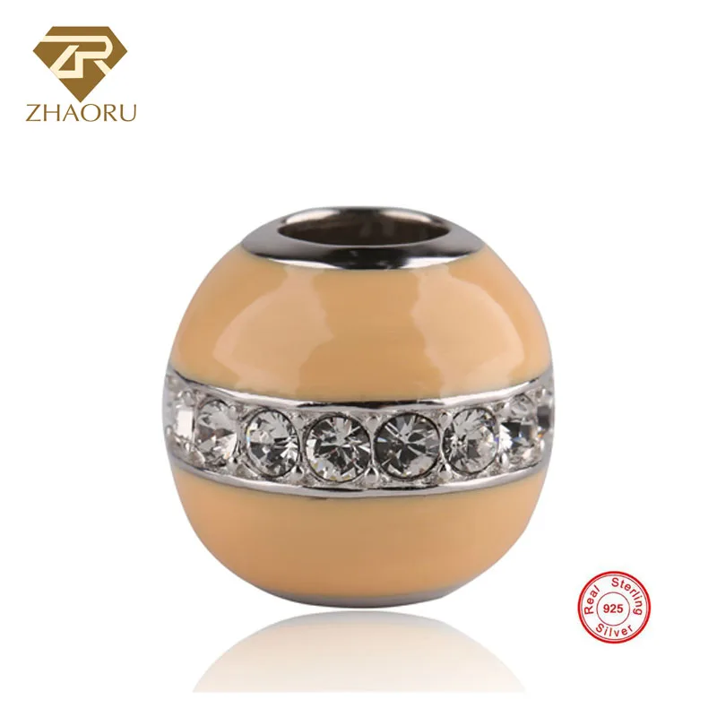 

Zhaoru Authentic 925 Sterling Silver Enamal Pendant Charm Fit Bracelet & Bangle & Necklace Fine Jewelry Silver Hollow-out Bead