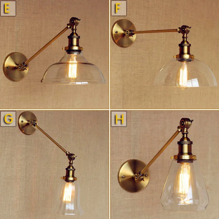 

Adjustable Swing Long Arm Wall Light Fixtures indoor Lighting Glass Ball Edison Style Loft Industrial Vintage Wall Lamp Arandela