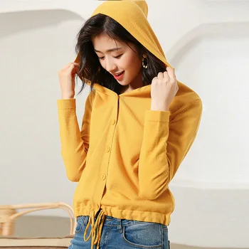 

19 new spring and autumn Korean version of the loose large size lazy wind hooded long-sleeved vest women