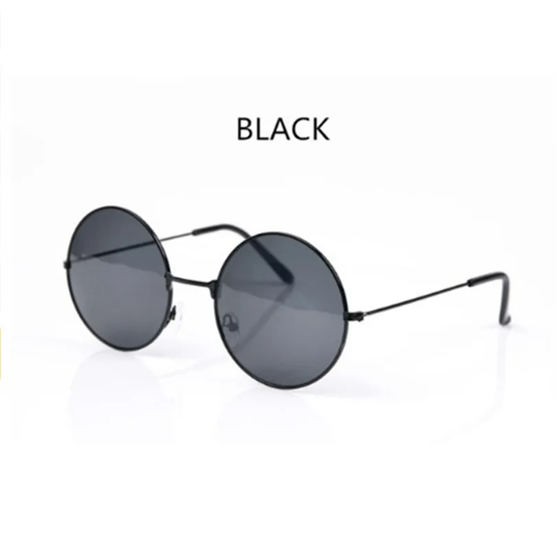 Mirrored Retro Round Sunglasses Men Women Brand Designer Female Male Sun Glasses Men's Women's Vintage Glasses - Цвет линз: Black