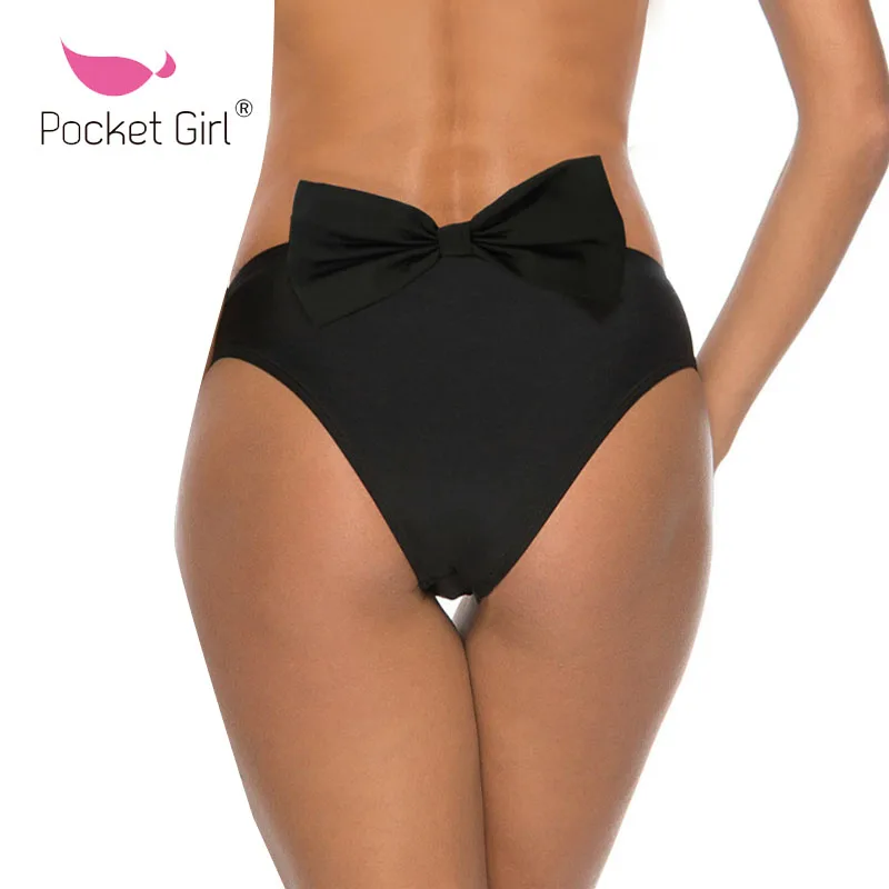 

Pocket Girl 2019 Bikini Bow Bottom Brazilian Swimwear Women Panties Sexy Briefs Solid Swimsuit Two-Piece Separates Underwear