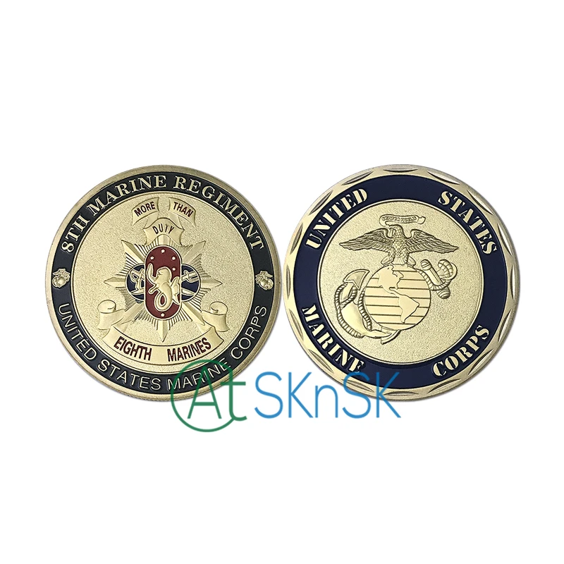 

Wholesale Good enamel gold plated medals coins collectible 8th Marine Regiment crafts Unite States Marine Corps challenge coins