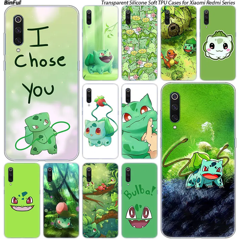 

Bulbasaur Pokemon Silicone Case For Xiaomi Pocophone F1 9T 9 9SE 8 A2 Lite A1 A2 Mix3 Redmi K20 7A Note 4 4X 5 6 7 Pro S2 Cover