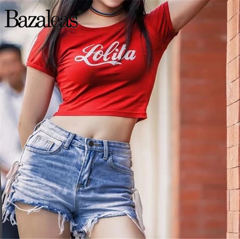 

Women Cute Casual tops Cropped Sexy T-shirt Lolita print Crop Top