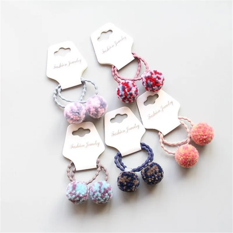 

10set/lot New Headbands Children Hair Accessories Pom Pom Elastic Hair Bands for Kids Girls Hairband Hair Rope Gum Rubber Band