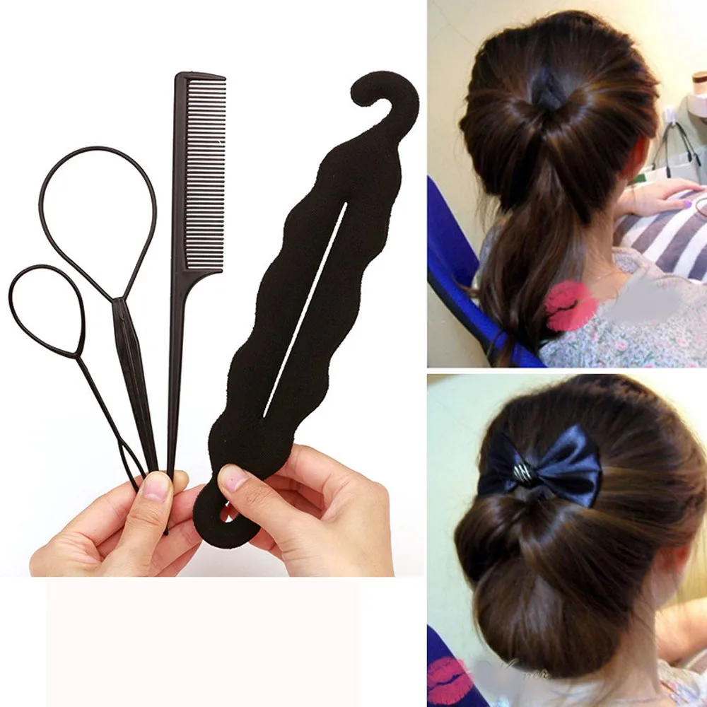 

4pcs Hair Tool Ponytail Creator Plastic Loop Styling Tools Pony Tail Hair Clip Braid Maker Styling Tool Fashion Salon #20.15
