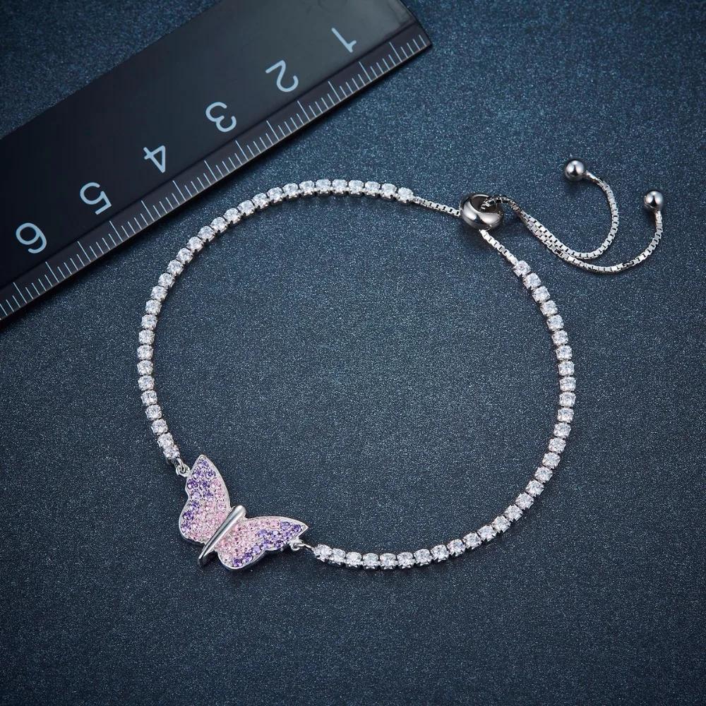 Butterfly Bracelet (Adjustable) - Solid .925 Sterling Silver