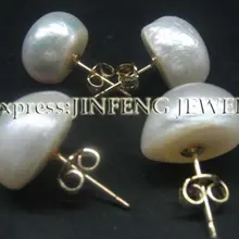 Барокко 12-14 мм БАРОККО жемчужные серьги-гвоздики 925 серебро