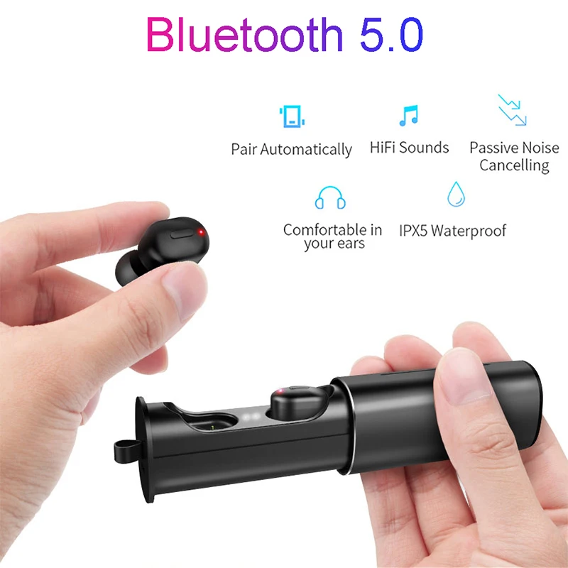 

TWS T1 Bluetooth 5.0 Headphone 3D True Wireless Earphone Stereo Earbuds With Mic Portable HiFi Dual Headset With Charging Box